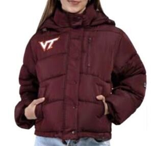 New Virginia Tech Hokies Puffer Jacket Sz large Hood Insulated Hype and Vice